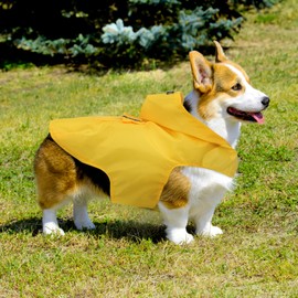 Yardwe Dog Raincoat with Hood - Small Dogs (S Yellow) - Polyester - 24cm Back, 35cm Chest, 26cm Neck