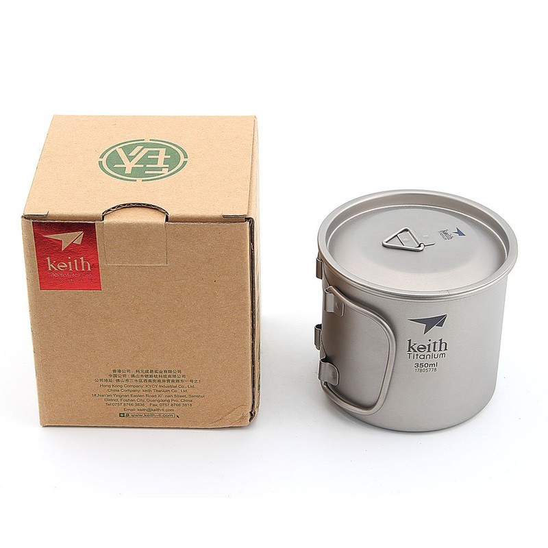 Keith 300ml/900ml Titanium Cup Outdoor Tableware Camping Travelling Foldable Handle