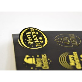 Storm&Lighthouse Gold Holographic Christmas Foil Stickers - 180 Assorted Round Stickers for Arts & Crafts, Christmas Cards Making