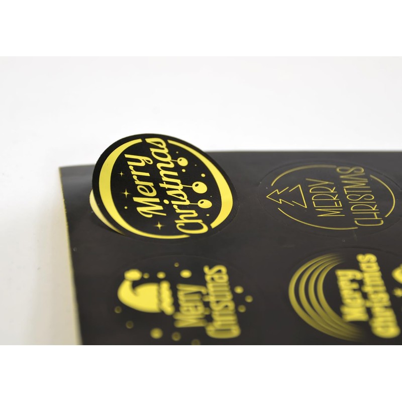 Storm&Lighthouse Gold Holographic Christmas Foil Stickers - 180 Assorted Round