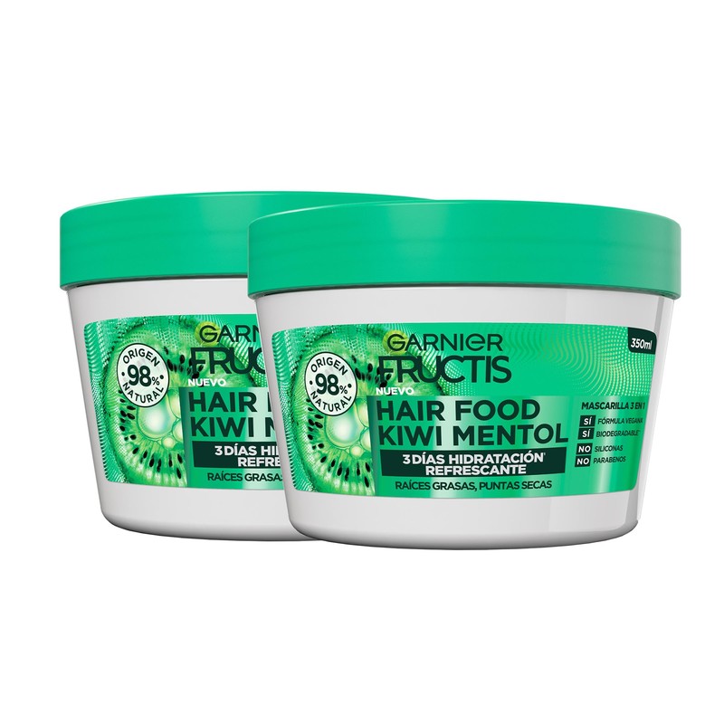 Kit Garnier Fructis HairFood Kiwi mascarilla para cabello hidratante 2Pack