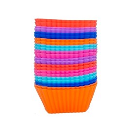 24Pcs Durable Reusable Silicone Cupcake Liner Set – Non-Stick Muffin Cups in Square Shapes,Bento Lunch Box Accessories (24Pcs Square Silicone Cups)