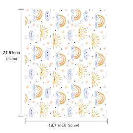 WRAPAHOLIC Baby Shower Wrapping Paper Sheet - 6 Sheets Smile Little Sun and Rainbows Design Folded Flat for Kid's Birthday, Party - 19.7 Inch x 27.5 Inch Per Sheet