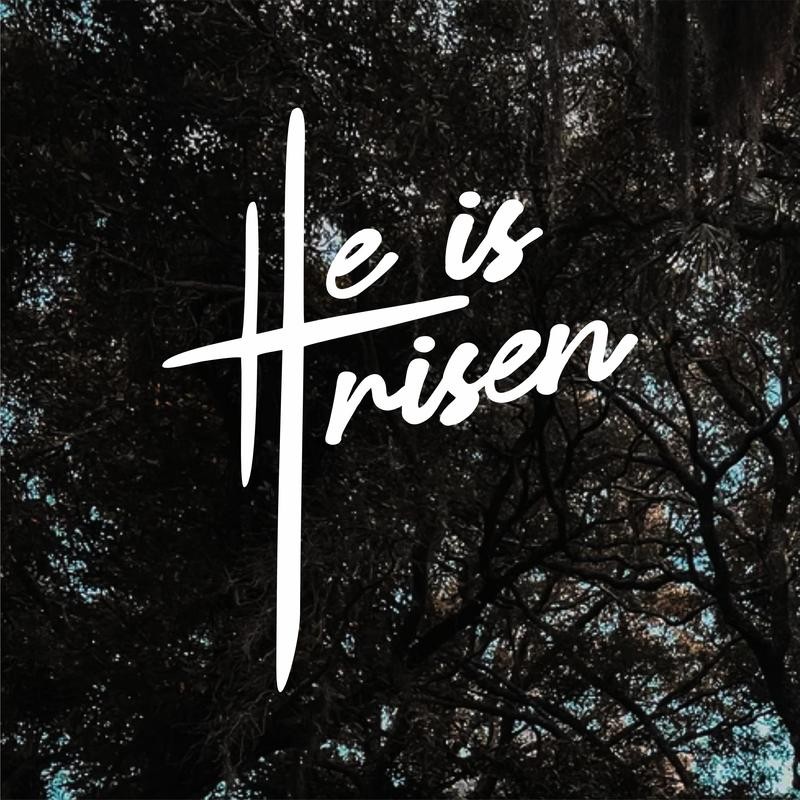 He is Risen Vinyl Decal - Quality Outdoor Vinyl:_Gloss White_7"