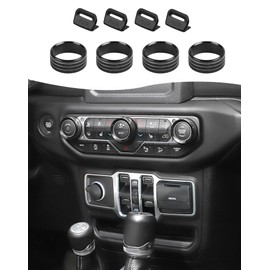 Hoolcar Window Switch Button Cover Volume Radio Air Conditioner Headlight Switch Knob Cover Compatible with Jeep Wrangler JL JLU 2018-2025 & Gladiator JT Accessories, Black