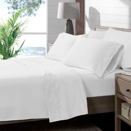 Way Fair 4 Piece Sheet Set 42" x 80" Size White Solid - 100% Egyptian Cotton, 600-Thread-Count Cooling Bed Sheets, 15 Inch Deep Pocket of Fitted Sheet, 42x80 Bunk Size Cotton Bed Sheets Set