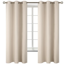 BGment Blackout Curtains - Grommet Thermal Insulated Room Darkening Bedroom and Living Room Curtains, Set of 2 Panels (42 x 72 Inch, Champagne)
