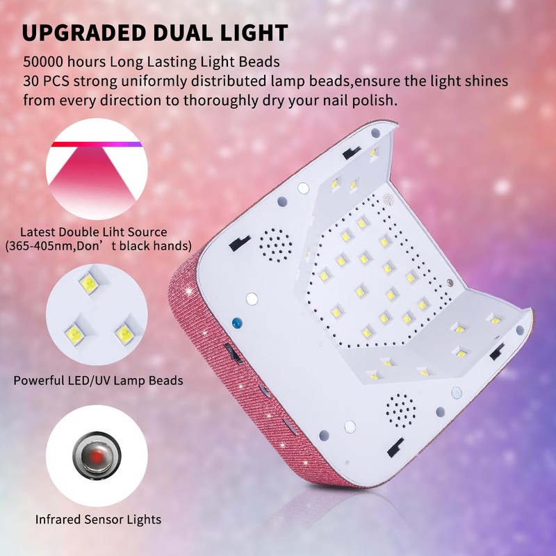 Ayshone Cordless UV LED Nail Lamp,72W Rechargeable Nail Dryer Gel