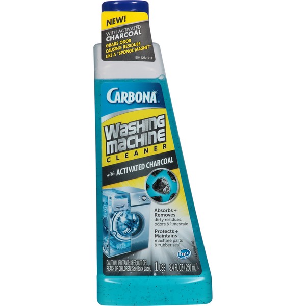 Carbona Washing Machine Cleaner with Activated Charcoal | Removes Odor-Causing Residues | Works in Standard & High Efficiency Washing Machines | 8.4 FL Oz, 1 Pack