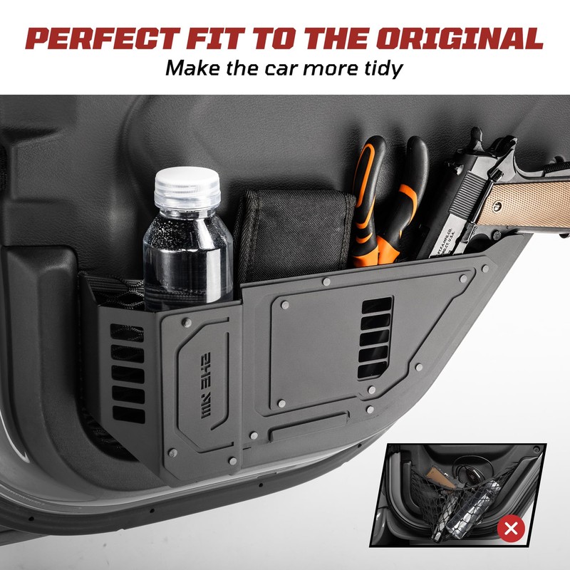 SHEAM Metal Rear Door Pocket Storage Box with Cup Holder