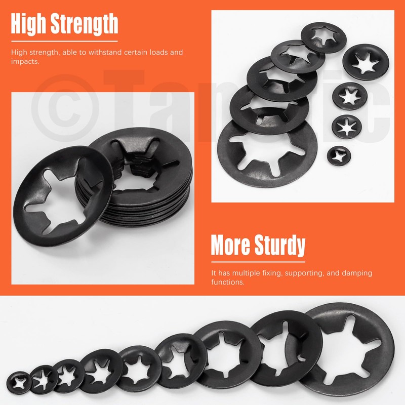 Tanstic 350Pcs Internal Tooth Star Lock Washers Push On Locking