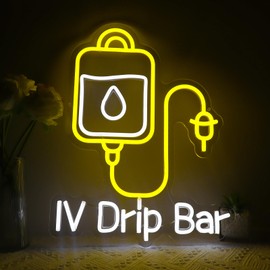 IV Drip Bar Neon Sign - Dual-Tone LED Wall Light with Dimmable Function | USB Powered Night Light for Medical Offices, IV Therapy Clinics & Home Decor | Easy Installation & Energy Saving