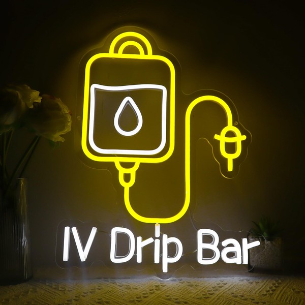 IV Drip Bar Neon Sign - Dual-Tone LED Wall Light