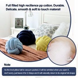 ZAKUN Knot Pillow Ball, Soft Round Throw Pillow Cushion Home Decorative Ball Pillows, Handmade Plush Throw Knotted Pillow for Home Décor Play Knot Ball(7.87inches,Navy Blue)