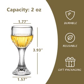 Jaepsing Shot Glasses, 2oz Mini Wine Glasses Set of 6, Cute Shot Glasses/Great for White and Red Wine/Wine Glass Clear/Tasting Glasses