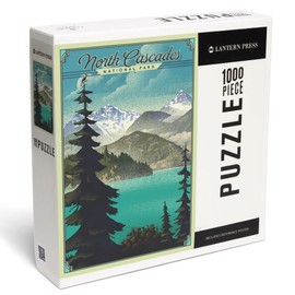 Lantern Press North Cascades National Park, Washington, Lithograph National Park Series, 1000 Piece Jigsaw Puzzle for Adults, Made in USA with Reference Poster