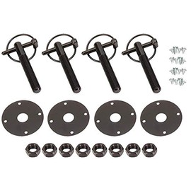 Black Aluminum Hood Pin Kit with Q-Clips, Set of 4