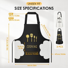 NEUTYPECHIC 2 Stück Kochschürze Herren Seitliches Handwischtuch, Verstellbare Schürze Damen, Kochschürze Damen Wasserdicht und Öldicht, Große Taschen Küchenschürze Damen für Zuhause, Hotel, Restaurant