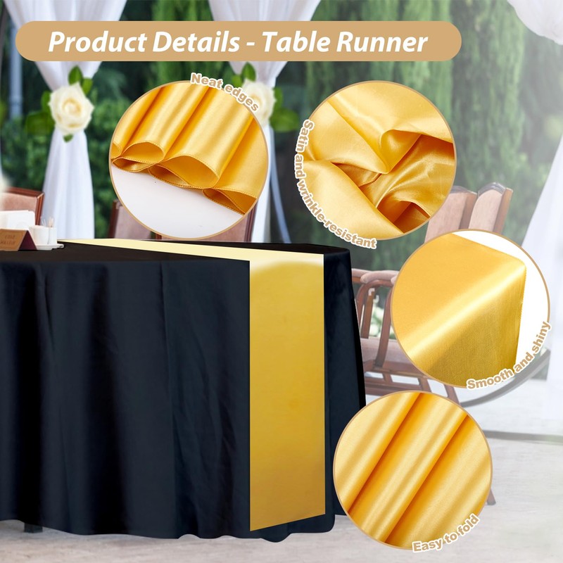 Bgtecho 16Pcs 84" Round Plastic Tablecloth 12 x 108 Satin