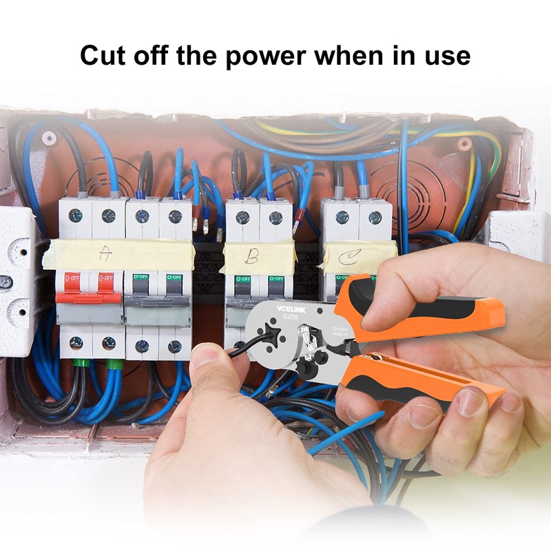 VCELINK GJ709 Crimper Plier, 0.25-6mm²/AWG23-10, Self-Adjustable Ratchat Wire Crimping Tool,