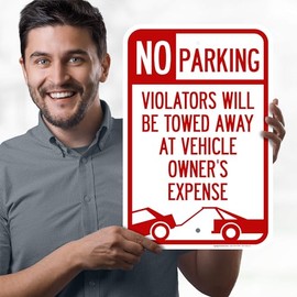 No Parking Violators Will Be Towed Away at Vehicle Owner's Expense Sign, 12"x18" Aluminum, Fade Resistance, Indoor/Outdoor Use, USA MADE By My Sign Center(MS-1453)