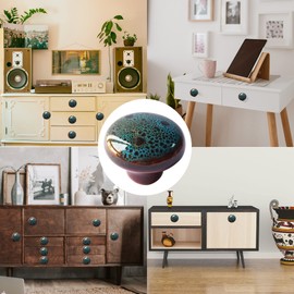 Perphin Vintage Round Cabinet Knobs Glazed Ceramic Round Knobs for Dresser Drawer, Antique Drawer Pull for Home Decor Door Handles (20 Pack Vintage Blue)