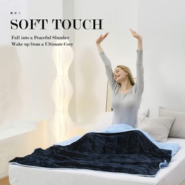 Satwip Weighted Blanket Blue 12 Pounds Fuzzy Warm Flannel Weighted Bed Blanket with Soft Breathable Sanded, 48 x 72 inches, Blue