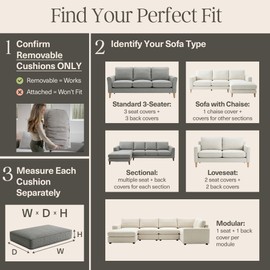 Nolan Interior Magic Sofa Cover - Classic Jacquard Chaise Couch Cover - Pet Proof, Easy Install, Stretchy Slipcover - Large, Chrome Grey