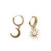 CELESTIAL Sun and Moon Mismatched Thick Gold Huggie Hoop Earrings