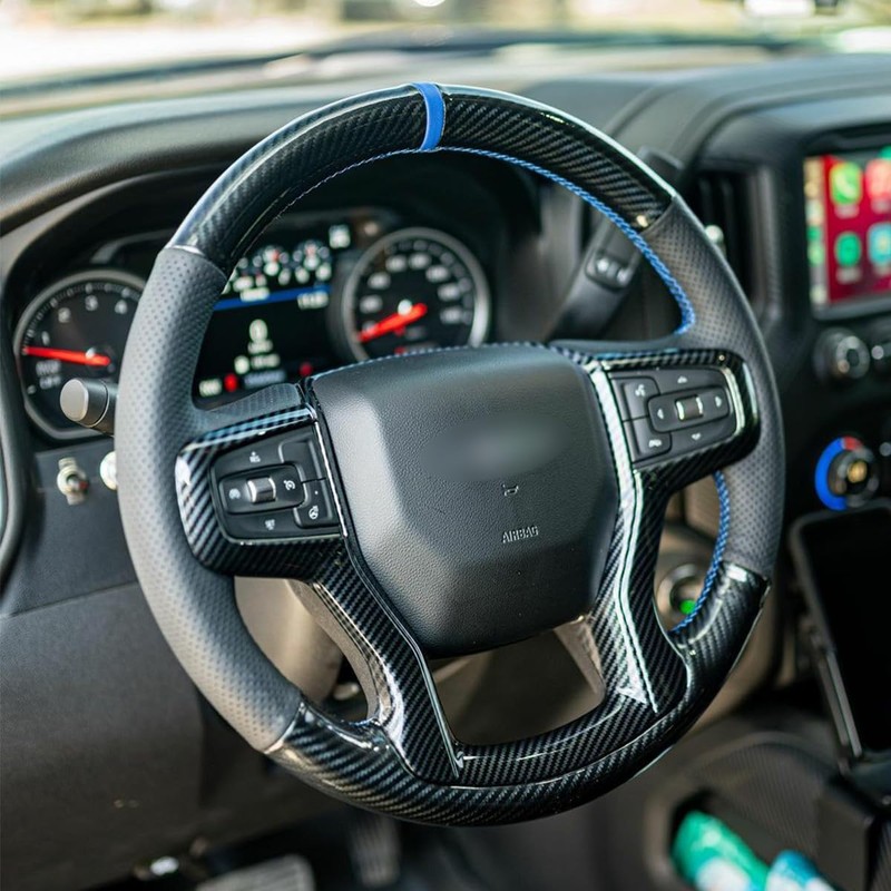 MEWANT DIY PU Carbon Fiber Black Artificial Leather Steering Wheel