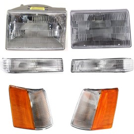 Evan Fischer Driver and Passenger Side Headlight Kit for Jeep Grand Cherokee 1997-1998 Halogen With bulb(s) W/Corner Light Turn Signal Light Canada or USA Built Vehicle Replaces# 55155126 55055118AB