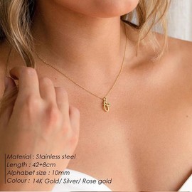 Yimofy Initial Necklace for Women Rose Gold Plated Stainless Steel Women's Dainty Letter Necklace Tiny A-Z Initial Pendant Choker Necklace S