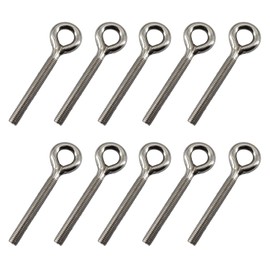 Pack of 10 Stainless Steel M8 Eye Bolts Long Shaft Threaded Rod Ring Bolt Closed Ring Eye Bolt Plate Screws