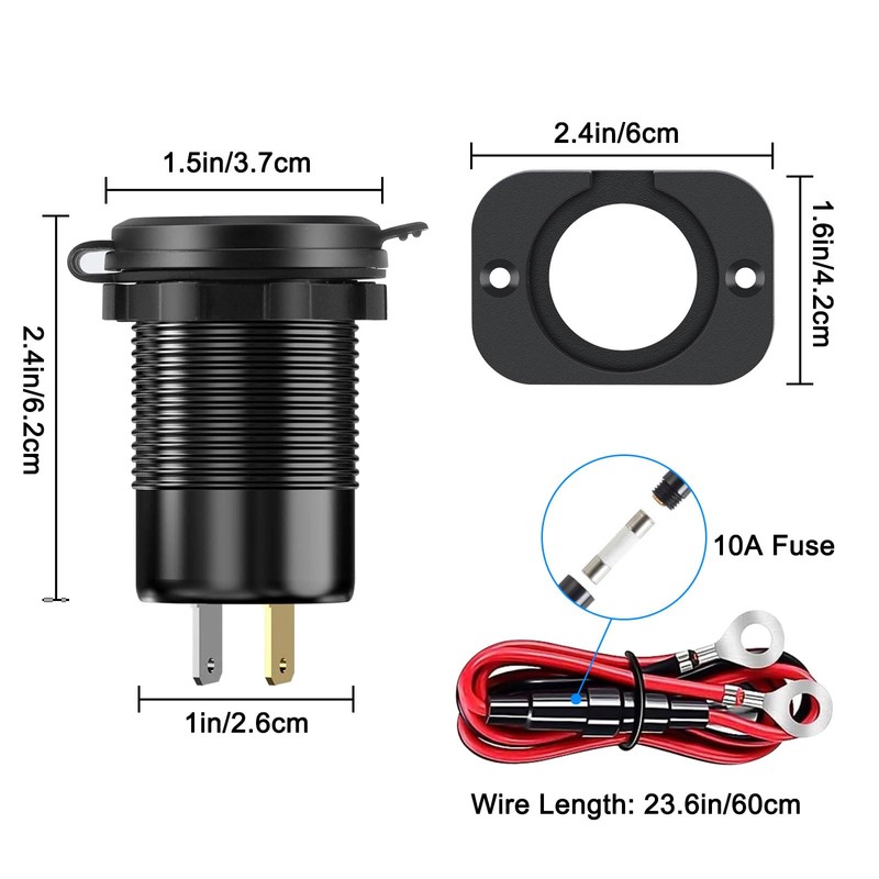 Linkstyle USB Car Charger Socket, 72W QC3.0 & Dual PD