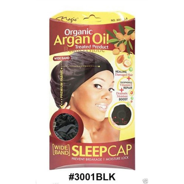 Magic Collection Wide Band Sleep Cap Organic Argan Oil Treated Cap #3001 BLA by Organic