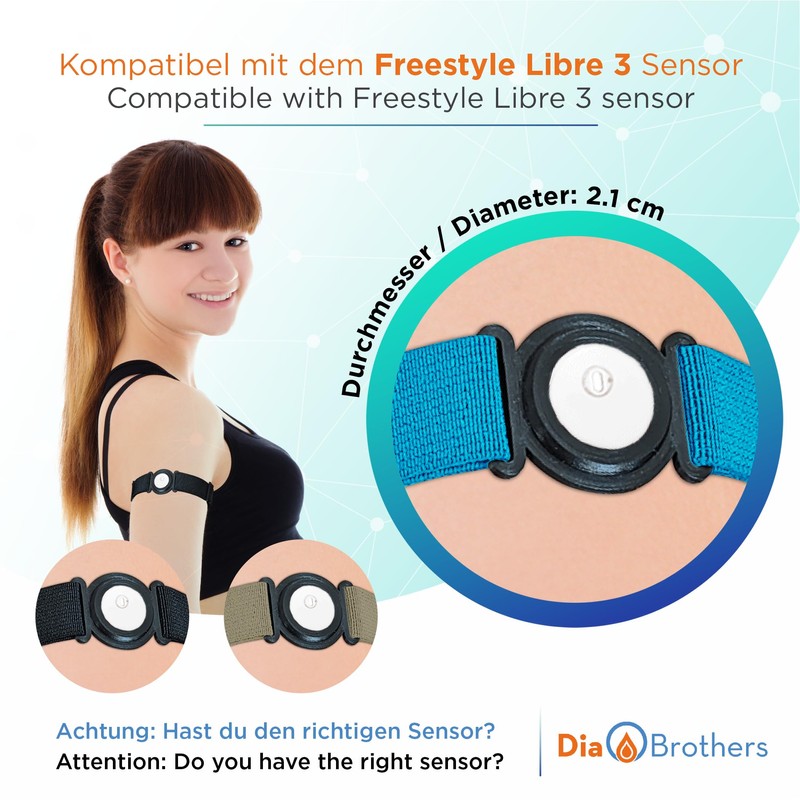 DiaBrothers Freestyle Libre 3 Fixation Strap Holder with Adjustable Bracelet