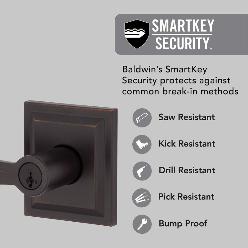 Baldwin Torrey, Entry Door Handle Reversible Lever with Keyed Lock