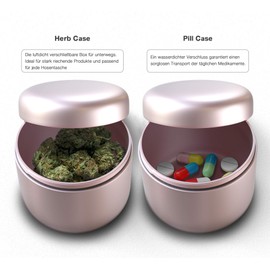 JCase Sturdy Stash Metal Tin, Airtight, Waterproof, Diameter 55 x 46 mm, UV Light Protected Box for Pills, Herbs and Spices