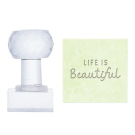 PH PandaHall Word Acrylic Stamp Life is Beautiful Soap Embossing Stamp Soap Stamp with Handle Soap Chapter Imprint Stamp for Handmade Soap Cookie Clay Pottery Stamp Biscuits Gummier Making Projects