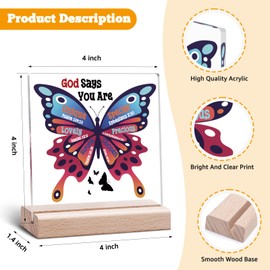 Christian Gifts for Women Bible Verse Acrylic Plaque Inspirational Spiritual Religious Gift for Women Baptism Clear Desk Decor Birthday Graduation Gifts for Friend Acrylic Plaque With Wooden Stand