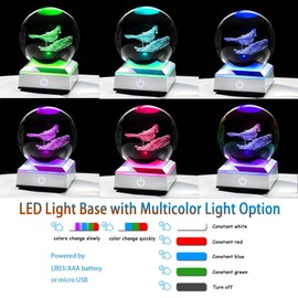 Ornalrist 3.15" Crystal Ball 3D Engraved Owl with Snowflake Gifts for Women Men Children Glass Sphere with LED Colorful Base Ideas on Birthday Christmas for Home Decor Figurine