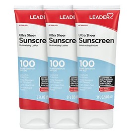 Leader Leader Protector Solar De Viaje Spf 100+, Loción Ultra Transparente Resistente Al Agua Y No Grasa Con Amplio Espectro Spf 100+, 3 Fl Oz (3)