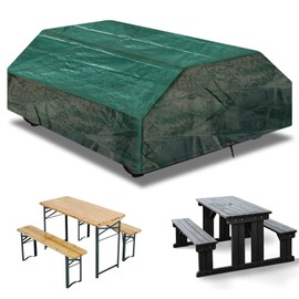 RICHIE Picnic Table Cover Garden Folding Picnic Table Bench Covers Furniture Covers Waterproof with Drawstring, UV Protection, Windproof(183x145x76cm,Green)