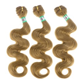 Minkissy 3pcs Body Wave Hair Bundles Unprocessed Synthetic Extensions Lightweight No Shedding Easy to Style Human Hair Weave for Youthful Look