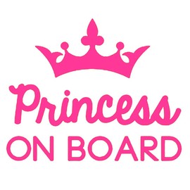 Princess On Board Vinyl Sticker Decals (Pack of 2) for Car Bumper Window Laptop Tablet Phone (4" x 3.2", HOT Pink)