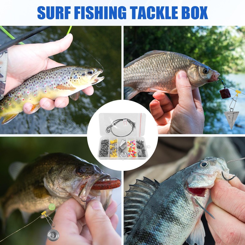 Saltwater Surf Fishing Tackle Kit,112pcs Surf Fishing Fish Finder Rigs