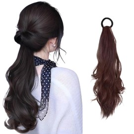 GFun Ponytail Wig, Extension, 19.7 inches (50 cm), Hair Extension, Elastic Kimono, Wedding, Cosplay, Shichi-Go-San Coming of Age Ceremony, China Twin-Tail Wig, Point Wig, Dark Brown