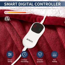 Heated Electric Blanket Blanket - Electric Throw Blanket 84"x90" for Bed- Heated Blanket with 5 Heating Levels& 4 Hours Auto Off for Couch Home Office - Soft Heating Blanket for Full Body(Red)