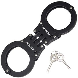Handcuffs – Heavy Duty Police Grade Professional Steel Hand Cuffs, Double Lock Metal Black Finish for Security & Personal Safety