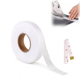 Nastro Termoadesivo per Orlo 64 m x 20 mm Bianco con Metro da Cucito, Nastro Biadesivo per Tessuti senza Cuciture, Lavabile, per Pantaloni, Tende, Gonne, Vestiti, Jeans e Riparazioni Fai-da-te